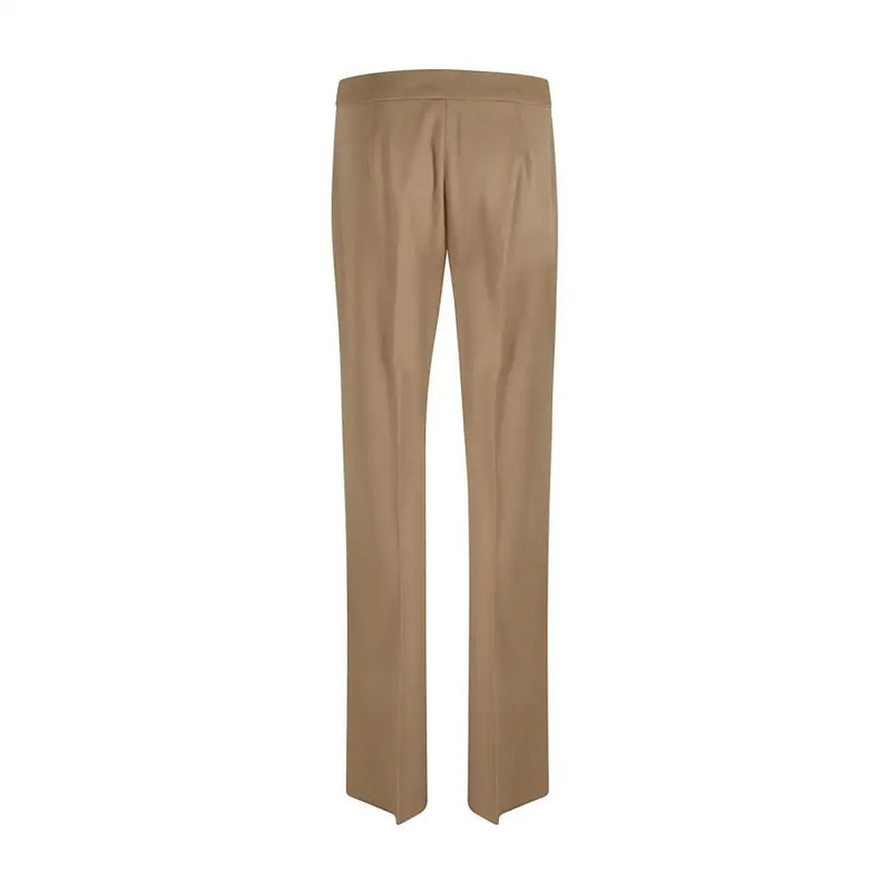 MaxMara beige wool trousers for women featuring straight-leg design with smooth tailored fabric and clean-cut hem