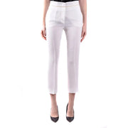 MaxMara white womens straight-leg trousers with gold trim waistband