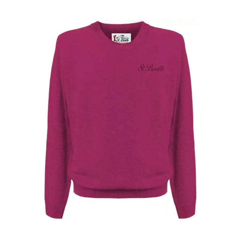 Ein magentafarbener Alpaka-Strickpullover mit Rundhalsausschnitt für Herren von Mc2 Saint Barth in Fuchsia