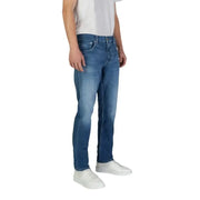 Medium-wash Replay Men Jeans in Blue featuring straight-leg design and five-pocket style