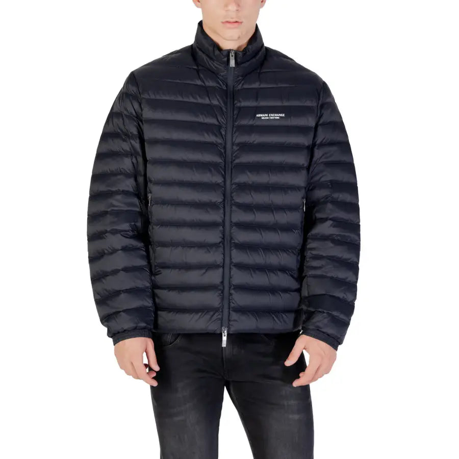 Mens Black Quilted Puffer Jacket Armani Exchange