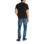 Mens black short sleeve t shirt made of soft cotton with a crew neck worn by a model