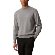 Grauer, langärmeliger Herren-Pullover mit Rundhalsausschnitt, gerippten Bündchen und Saum aus weichem, atmungsaktivem Material