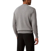 Grauer Herren-Langarmpullover aus meliertem, grauem Strickmaterial mit gerippten Bündchen und Saum für die Freizeit.