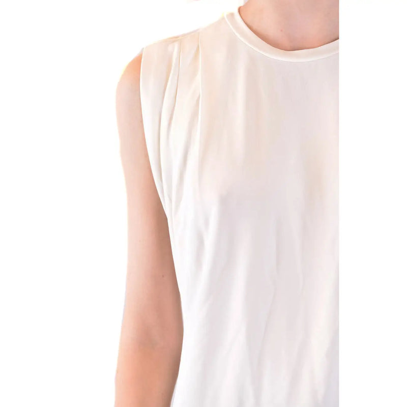 Michael Kors white cotton sleeveless tank top for women with soft flowing fabric and subtle shoulder pleats