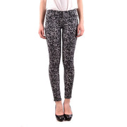 Schwarze Stretch-Jeans von Michael Kors für Damen aus Baumwolle mit schwarz-weiß gesprenkeltem Muster und schmaler Passform.