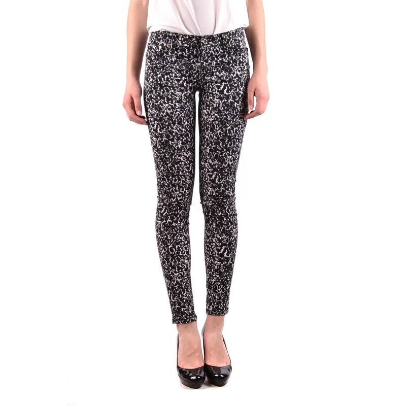 Schwarze Stretch-Jeans von Michael Kors für Damen aus Baumwolle mit schwarz-weiß gesprenkeltem Muster und schmaler Passform.