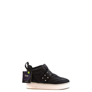 Michael Kors women black quilted nylon sneakers with ortholite insoles leather trim silver studs and white rubber sole