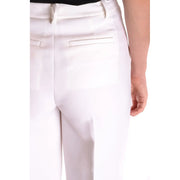 Michael Kors women white high-waisted stretch trousers with zip button closure and tailored stitching details