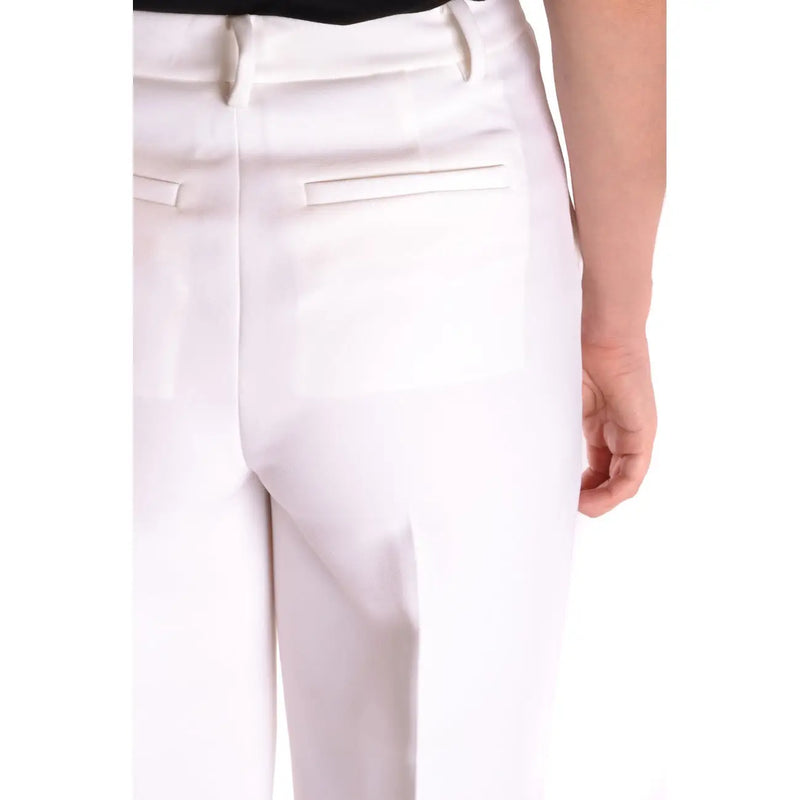 Michael Kors women white high-waisted stretch trousers with zip button closure and tailored stitching details