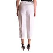 Michael Kors white high-waisted cropped stretch trousers with tailored fit zip and button closure and clean creases