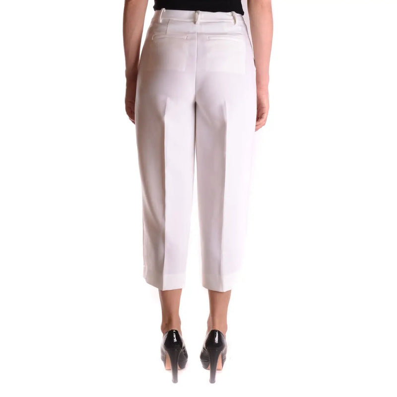 Michael Kors white high-waisted cropped stretch trousers with tailored fit zip and button closure and clean creases