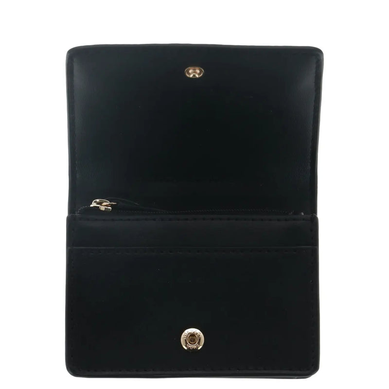Black velvet Michael Kors women wallet with gold-tone hardware and zipper closure measuring 10.5x8x3 cm