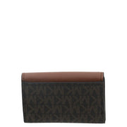 Michael kors women wallet in black and brown with logo monogram pattern and smooth leather trim, 11x6.5x3 cm