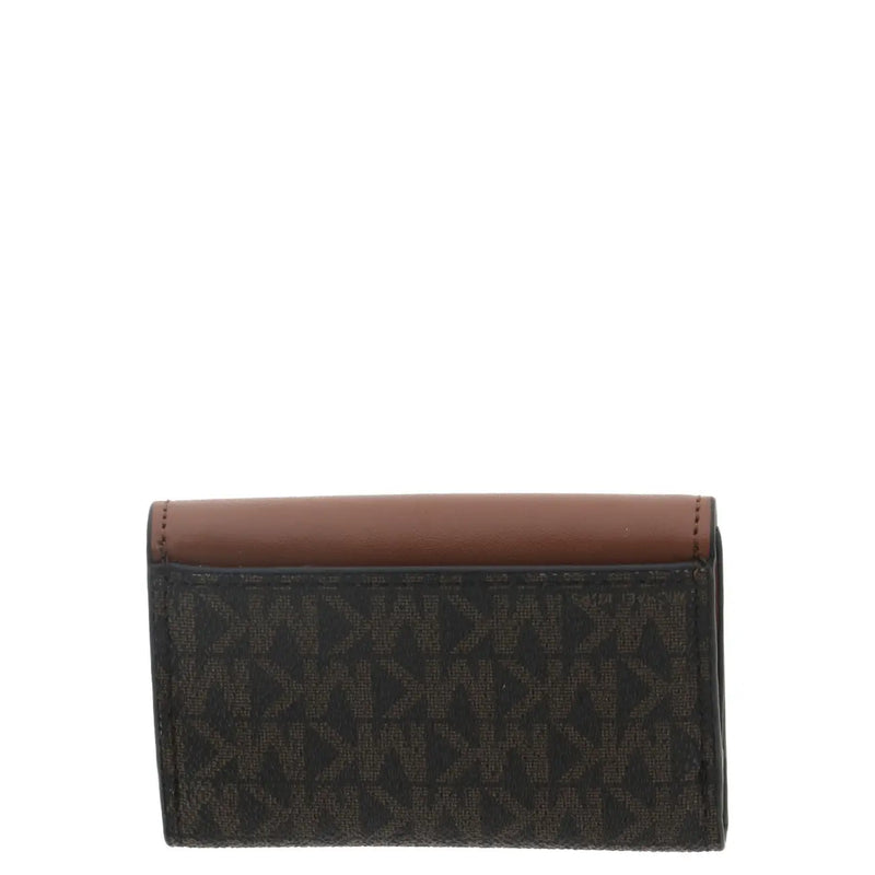 Michael kors women wallet in black and brown with logo monogram pattern and smooth leather trim, 11x6.5x3 cm