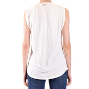 Michael Kors women white cotton round neck tank top with a relaxed fit sleeveless design and subtle back branding visible