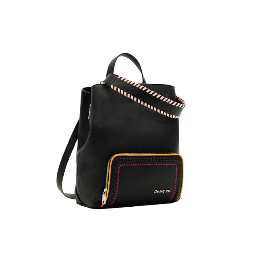 Desigual mini black backpack with pink trim - spring summer bags season favorite