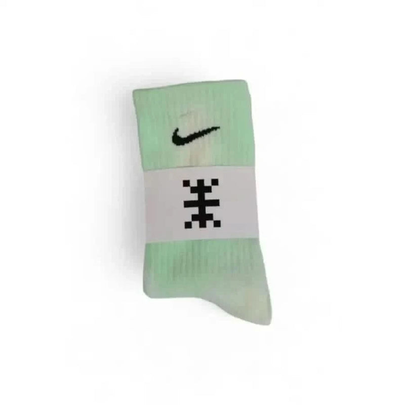 Mint green Nike athletic sock with pixelated design on ankle band, Nike Men Underwear