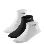 Three-pack of Mizuno Men All Seasons White Athletic Socks with ribbed texture and logo