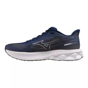 Marineblauer Mizuno Herren-Sneaker mit weißer Zwischensohle und strukturiertem Obermaterial, entworfen für sportliche Schnürschuhe