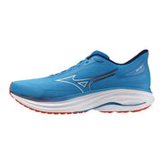Hellblauer Mizuno Wave Sky 17 Laufschuh aus Textil mit weißen und roten Akzenten für sportliche Herren