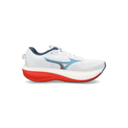 Mizuno Herren-Sneaker, weißer Laufschuh mit leuchtend roter Zwischensohle und türkisfarbenen Akzentstreifen für sportliche Aktivitäten