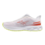 Mizuno Herren-Sneaker, weiße, sportliche Schnürschuhe mit orangefarbenen und neongrünen Akzenten zum Laufen und Trainieren