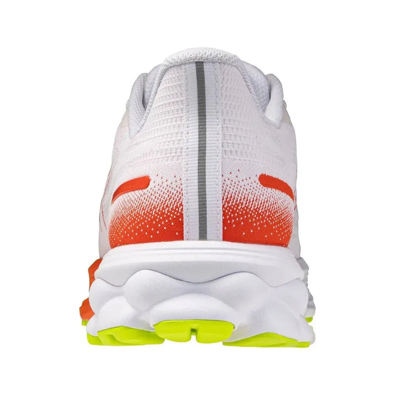 Mizuno Herren-Sneaker, weiße, sportliche Schnürschuhe mit orangefarbenen und neongrünen Akzenten für sportliche Aktivitäten