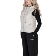 Women’s cream puffer vest with hood from Morgan De Toi White Sleeveless Zip Gilet