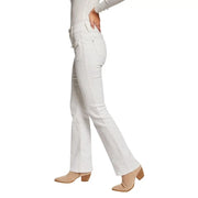 Morgan De Toi white denim flare jeans with straight-leg cut and pocket distressing