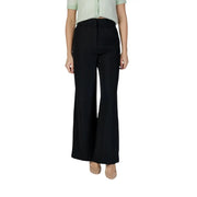 Morgan De Toi women black high-waisted wide-leg polyester trousers with zip and button closure and tailored fit