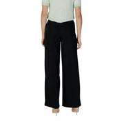 Morgan de toi women black wide-leg polyester trousers with sleek tailored fit zip and button closure