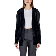 Black fuzzy open-front cardigan from Morgan De Toi Women Long White Fall Winter Knit Sweater