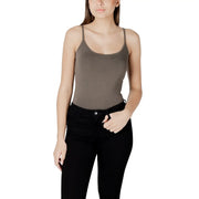 Morgan de toi women tank top green cotton spaghetti strap with smooth fabric finish and round neck design