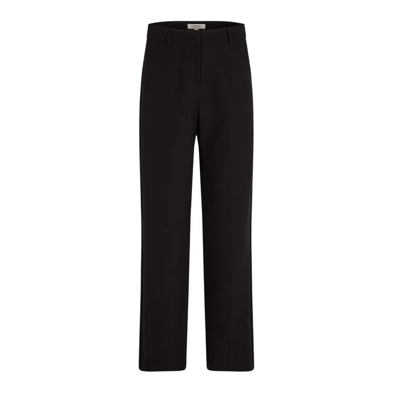 Morgan de toi women black polyester elastane trousers with sleek tailored fit and subtle side slits
