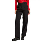 Black high-waisted straight-leg trousers by Morgan De Toi made of polyester elastane with a tailored fit