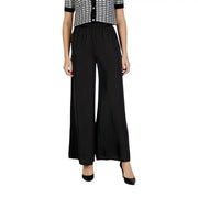 Morgan de toi women trousers black polyester wide-leg with smooth flowing fabric and subtle waist pleats