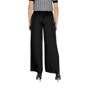 Morgan De Toi women trousers black polyester wide-leg satin with high-waisted flowing silhouette