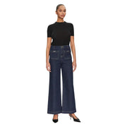 Morgan De Toi womens dark blue wide-leg cotton jeans with pockets