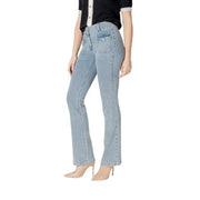 Morgan de toi women’s light-wash blue cotton jeans with straight-leg cut and classic five-pocket design for spring summer