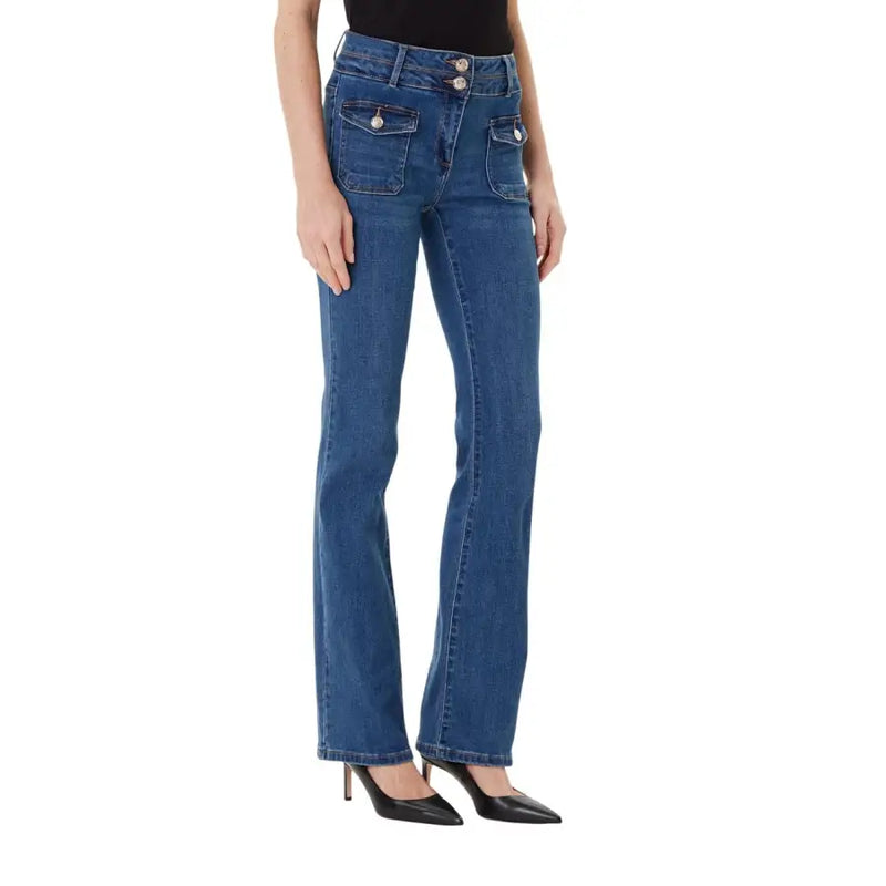 Morgan De Toi Damen-Jeans mit blauem Schlag, Knöpfen und Taschen