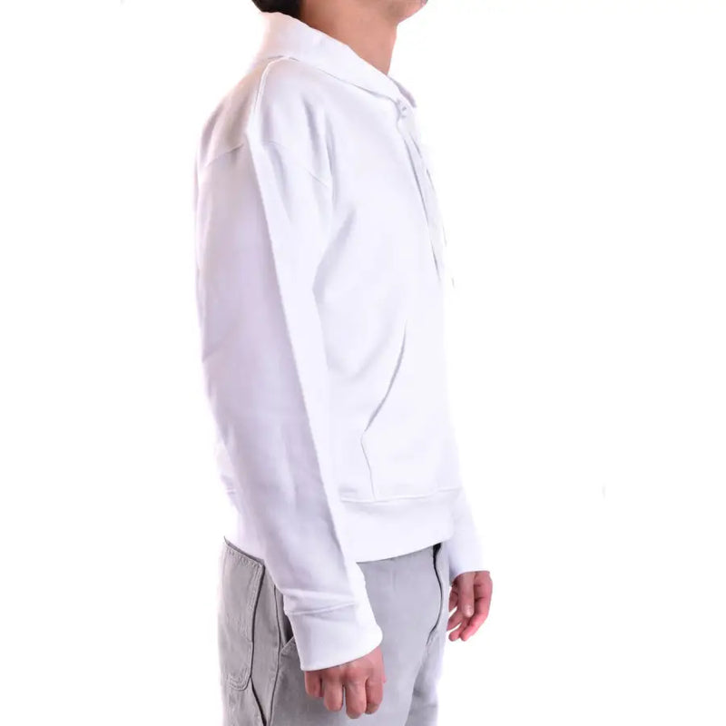 White cotton moschino men hoodie sweatshirt with a classic minimalist design and ribbed cuffs