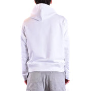 White Moschino men hoodie sweatshirt made of soft smooth cotton with a round neck and clean lines