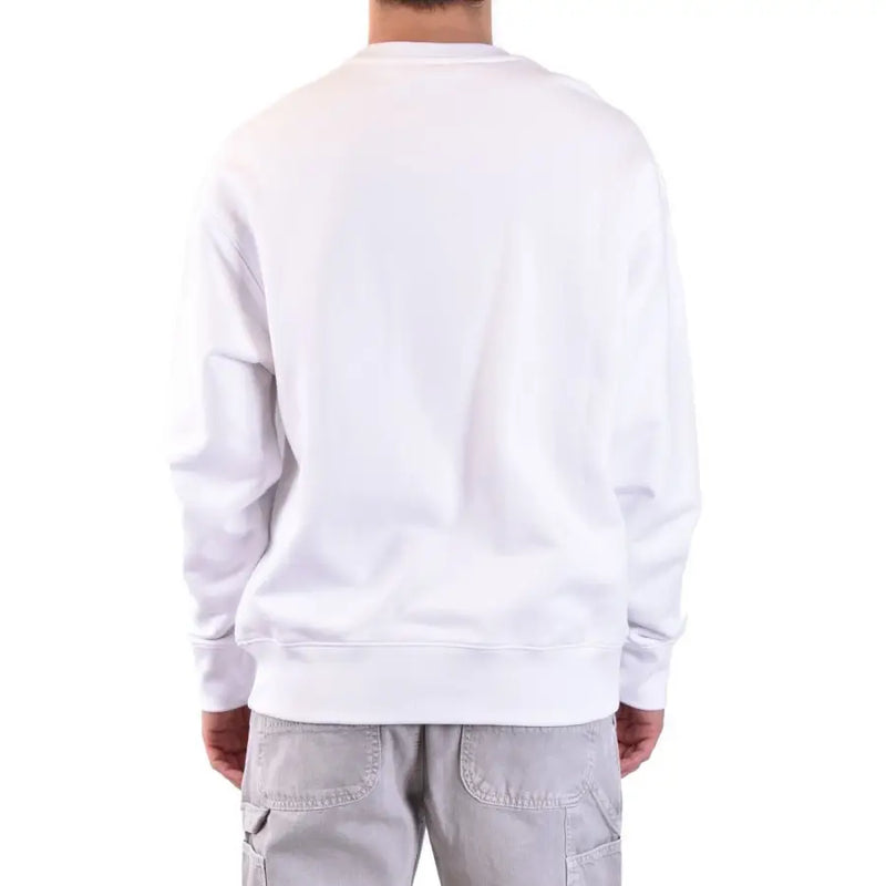 Moschino Weißes Herren-Sweatshirt aus Baumwolle mit Rundhalsausschnitt, weichem, glattem Stoff und klarem, minimalistischem Design