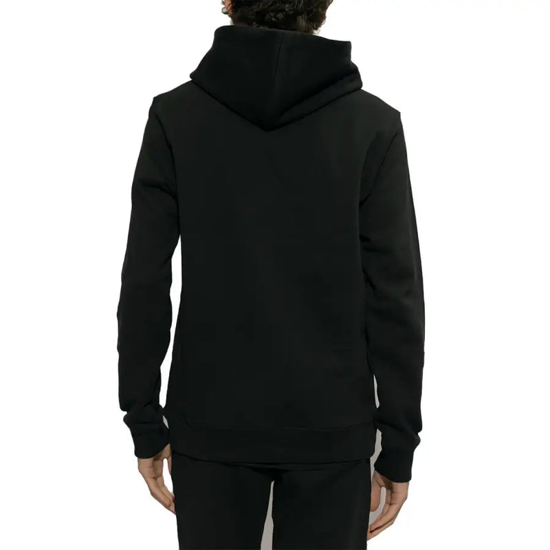 Moschino Herren-Sweatshirt aus schwarzer Baumwolle mit Kapuze, einfarbigem Design und gerippten Bündchen für die Freizeit.