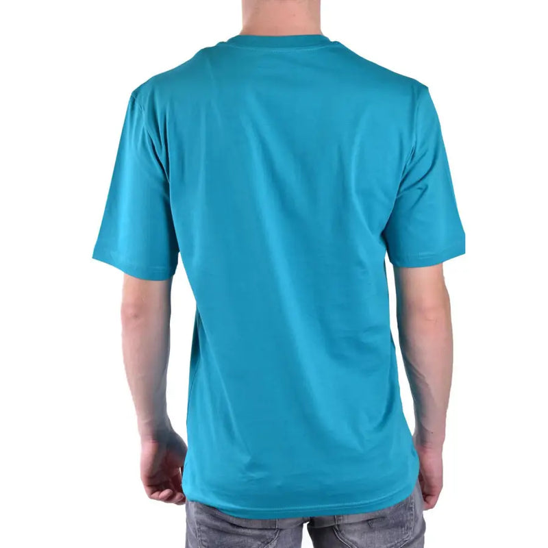Moschino Männer t-shirt Einfarbig türkis, kurzärmelig, Rundhalsausschnitt, aus weichem Baumwollstoff