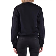Moschino women cotton sweatshirt black long-sleeved with relaxed fit ribbed cuffs and round neck visible from front side