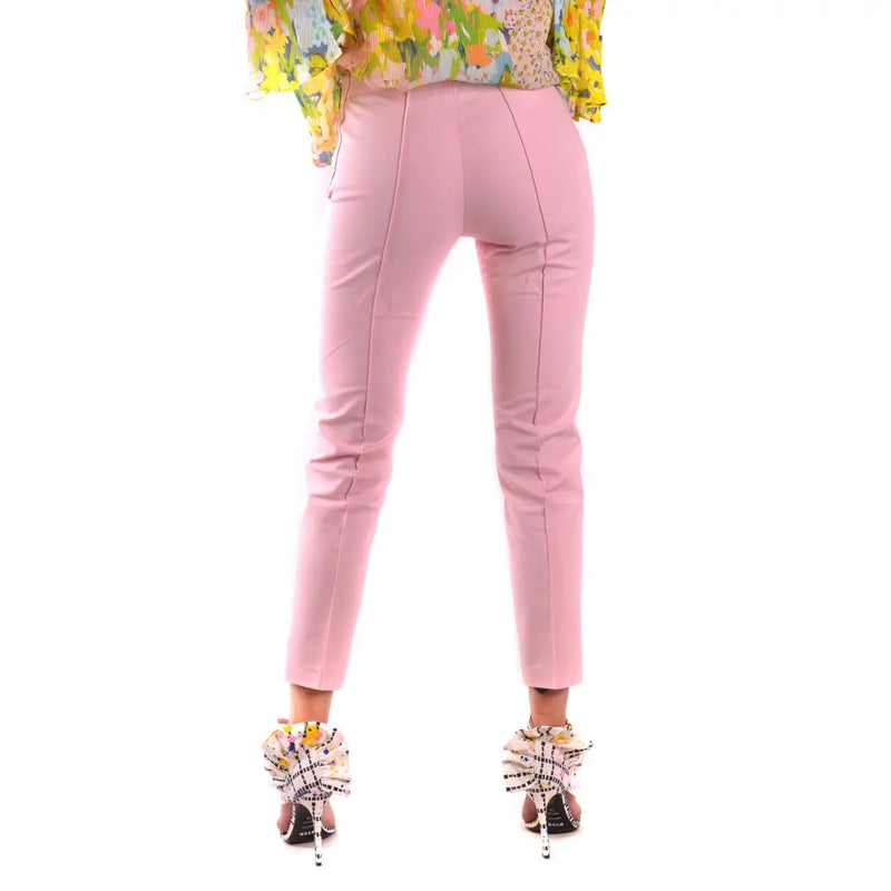 Moschino women pink high-waisted trousers with tailored fit and vertical seam detailing italian made spring summer