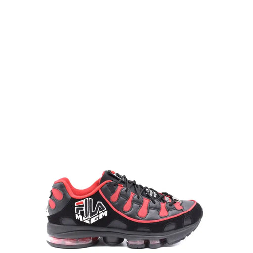 MSGM Herren-Sneaker aus schwarzem Leder und Nylon mit schwarzen und roten Akzenten fila Zusammenarbeit mit transparenter Air-Sohle
