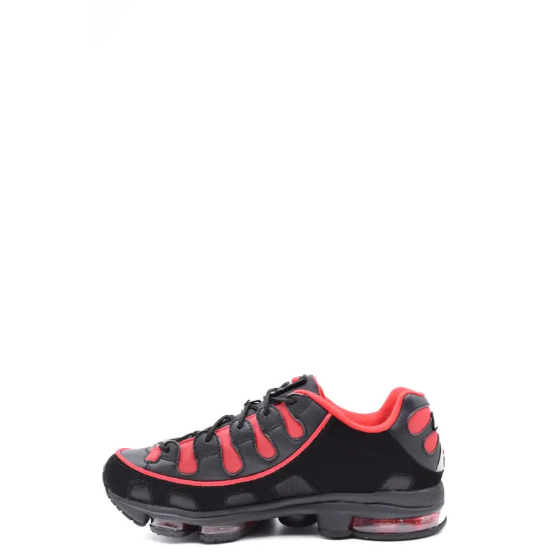 Msgm men sneakers black leather nylon featuring black and red nike air max plus design with translucent air cushioning